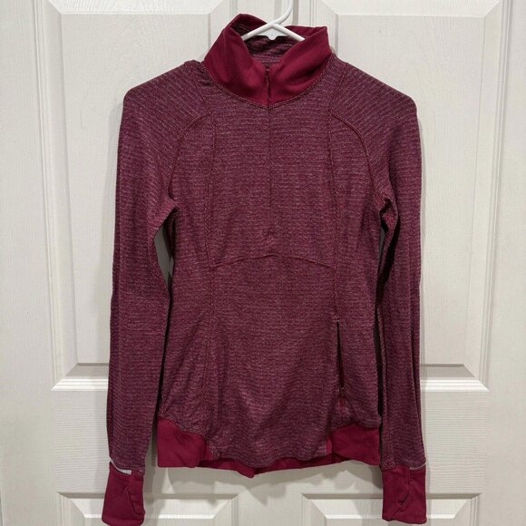 Lululemon Runderful 1/2 Zip Mini Check Pique Bordeaux‎ Drama Heathered Berry - Picture 3 of 7